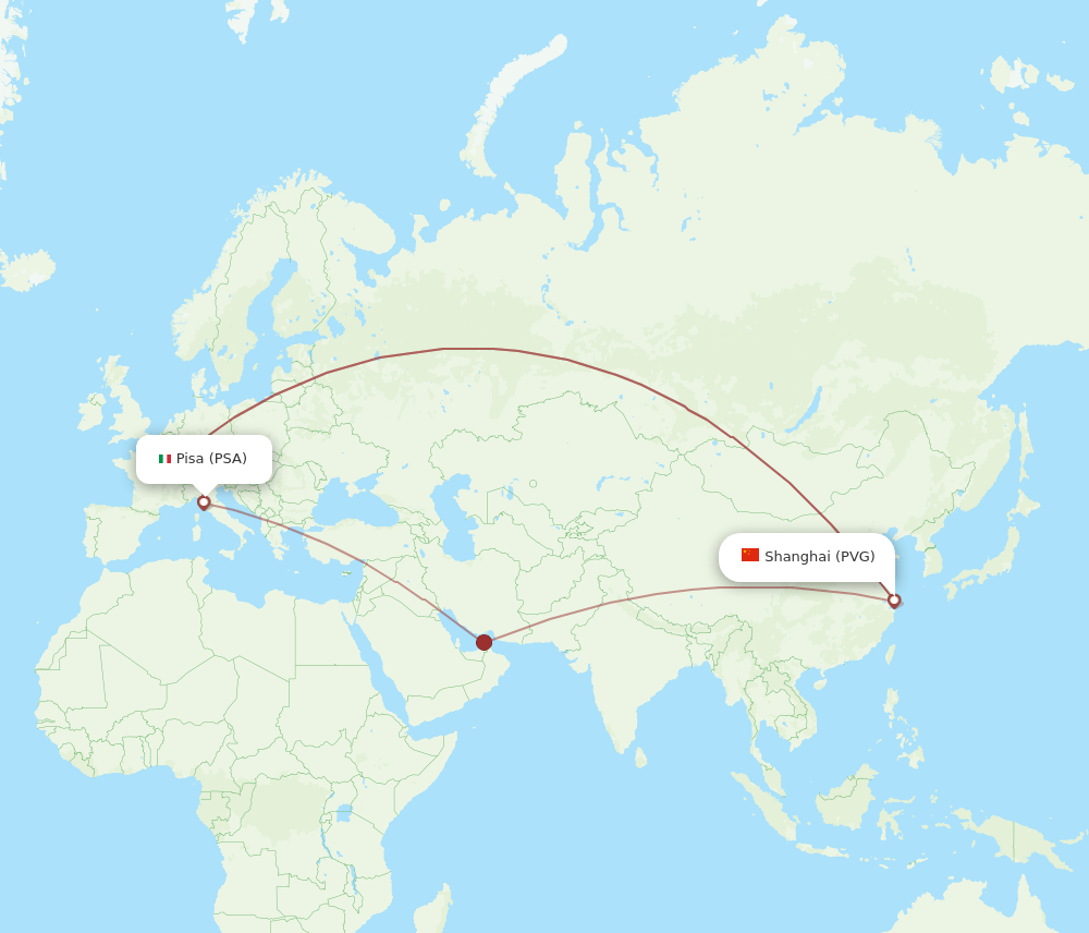 PVG-PSA flight routes