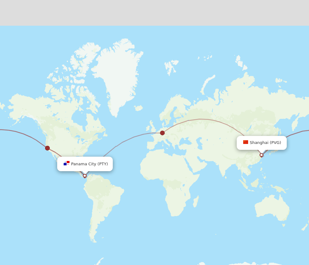 PVG-PTY flight routes