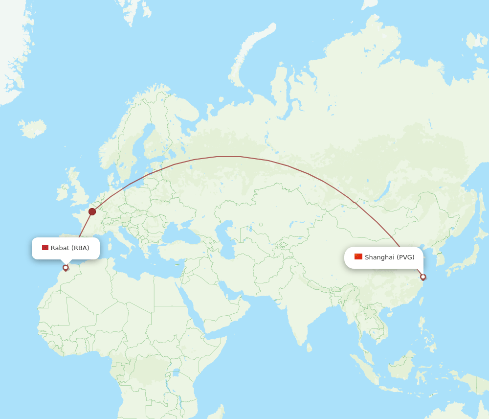PVG-RBA flight routes