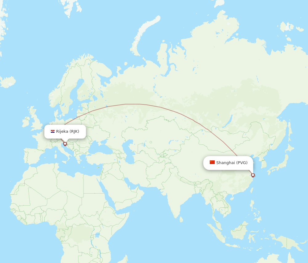 PVG-RJK flight routes