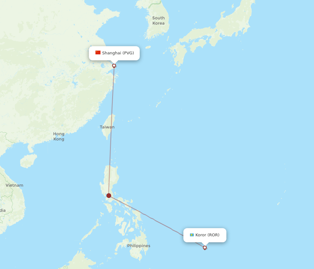 PVG to ROR flights and routes map