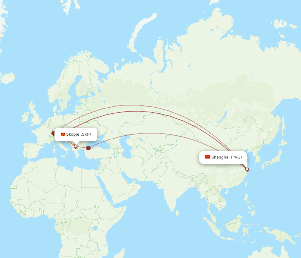 PVG-SKP flight routes