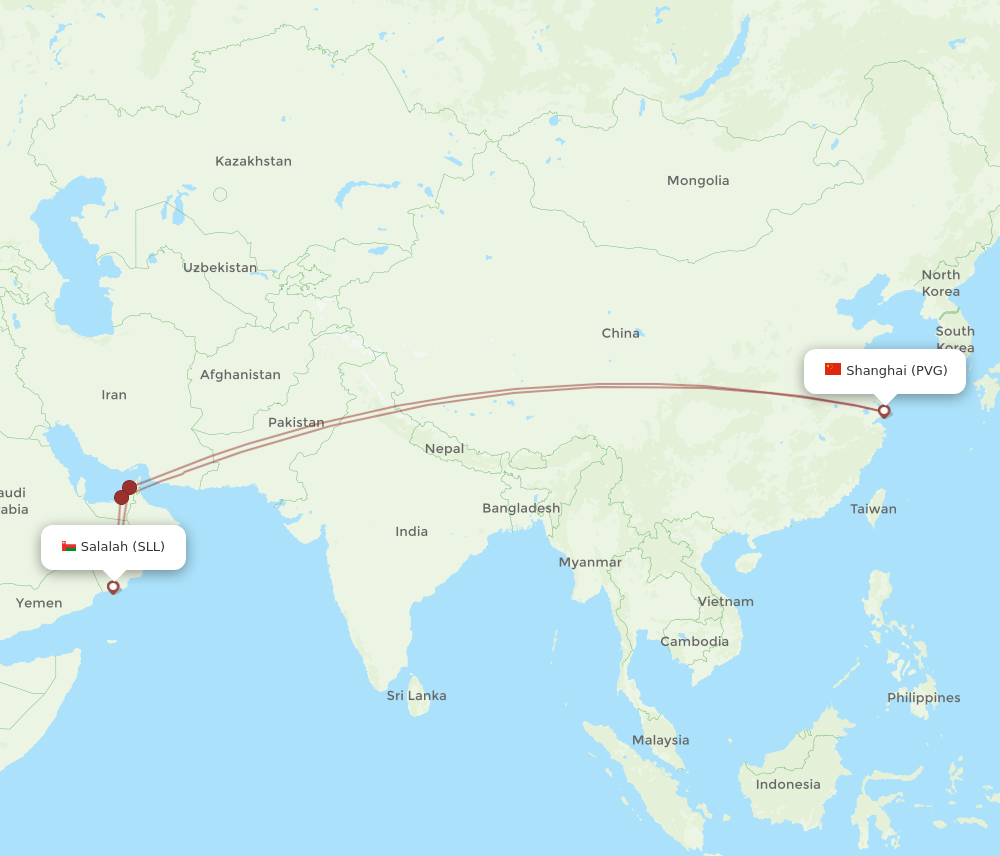 PVG-SLL flight routes