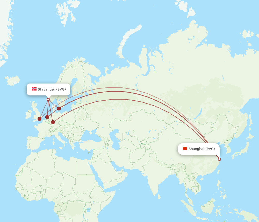 PVG-SVG flight routes