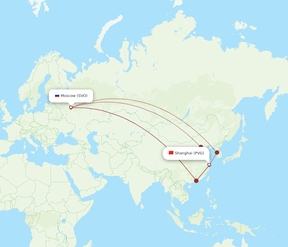 PVG-SVO flight routes