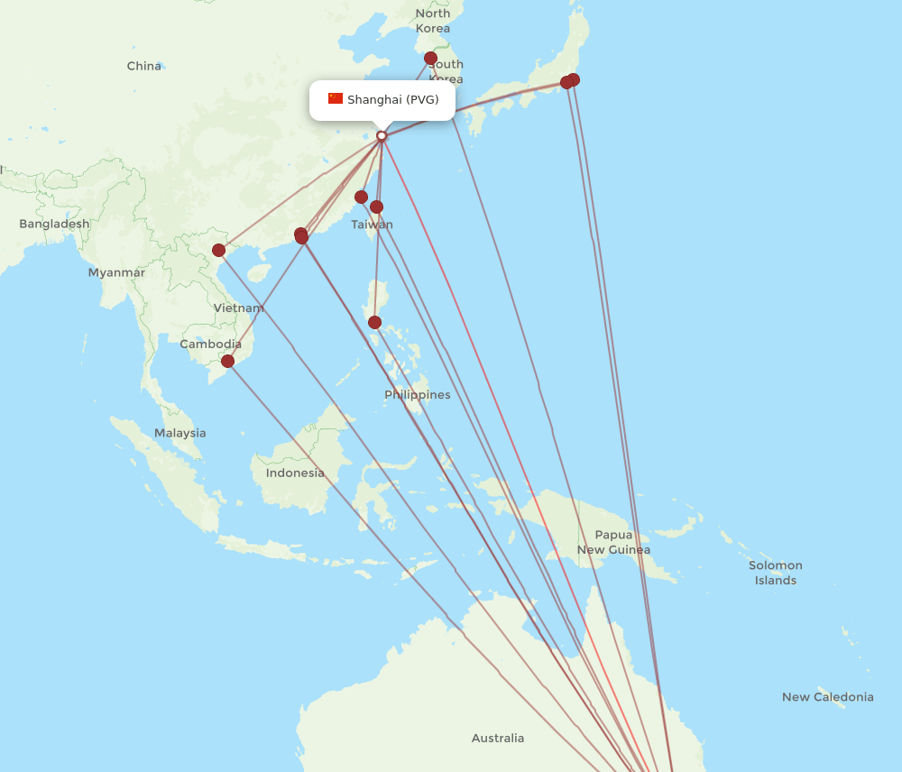 PVG-SYD flight routes