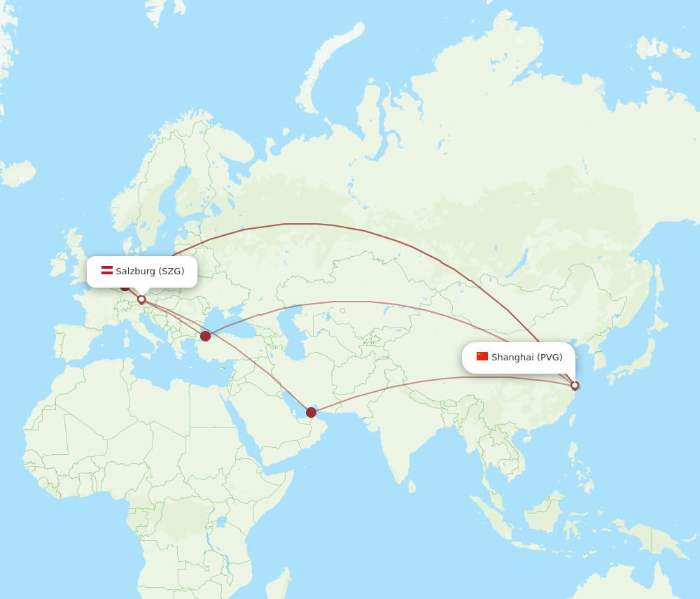 PVG-SZG flight routes