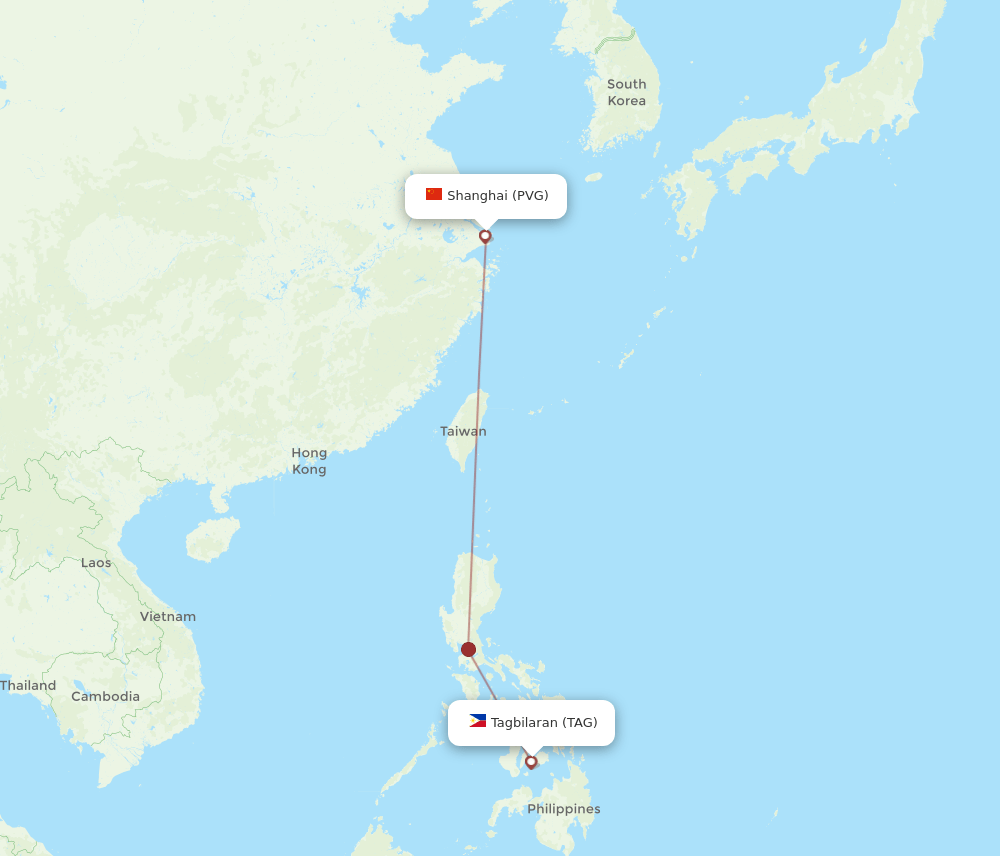 PVG-TAG flight routes