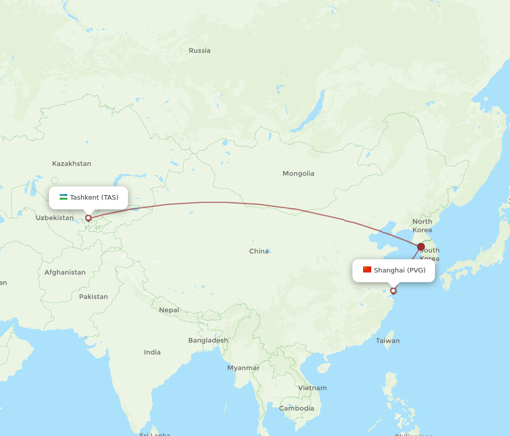 PVG-TAS flight routes
