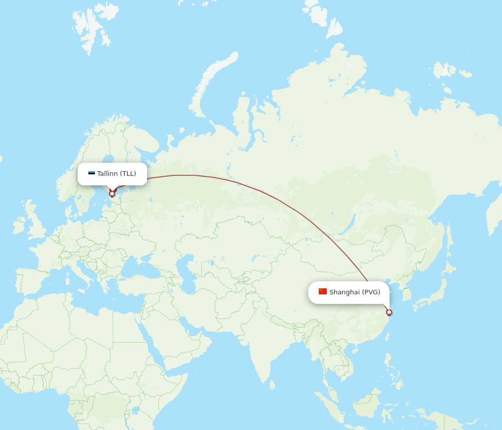 PVG-TLL flight routes