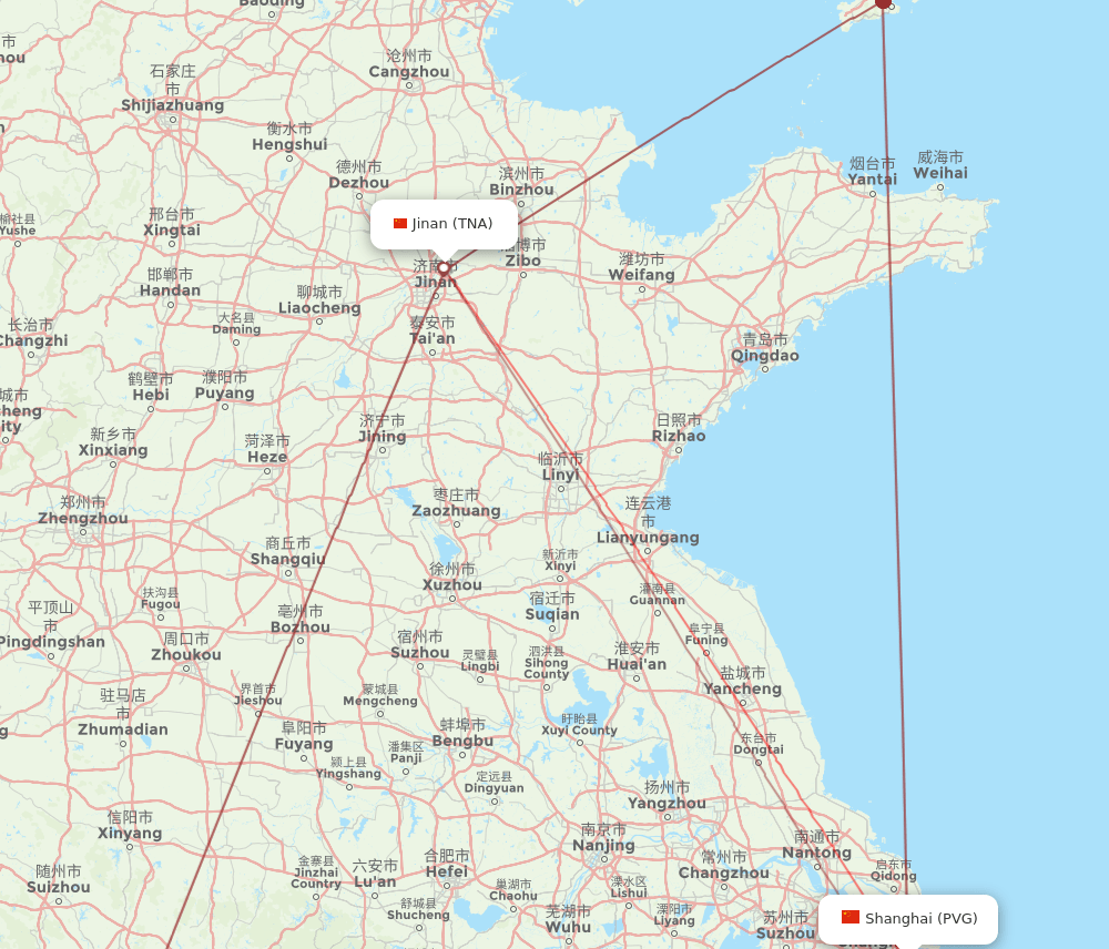 PVG-TNA flight routes