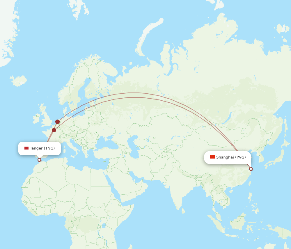 PVG-TNG flight routes