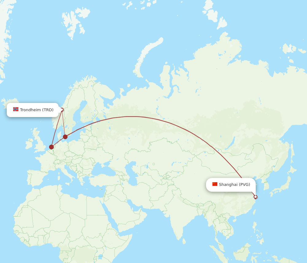 PVG-TRD flight routes