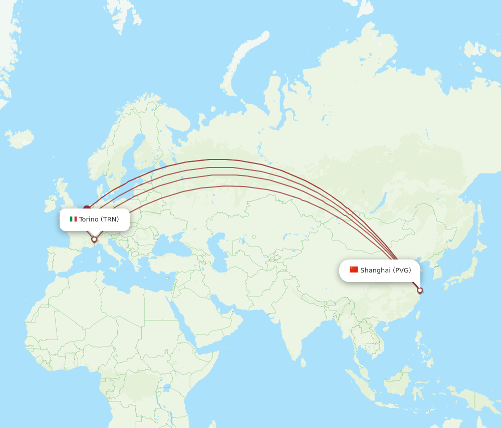 PVG to TRN flights and routes map