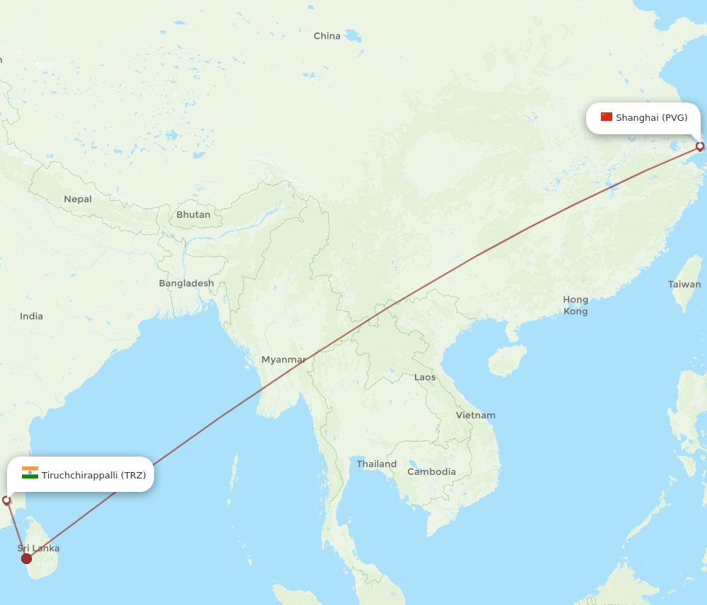 PVG-TRZ flight routes