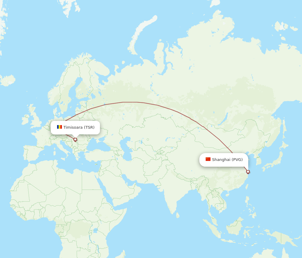 PVG-TSR flight routes
