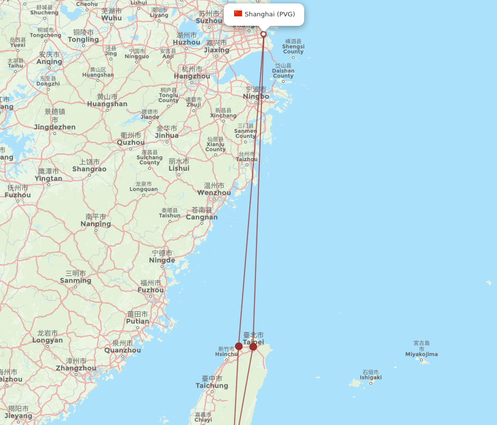 PVG-TTT flight routes