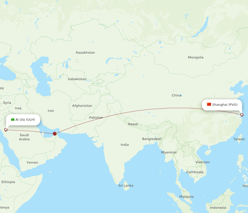 PVG-ULH flight routes