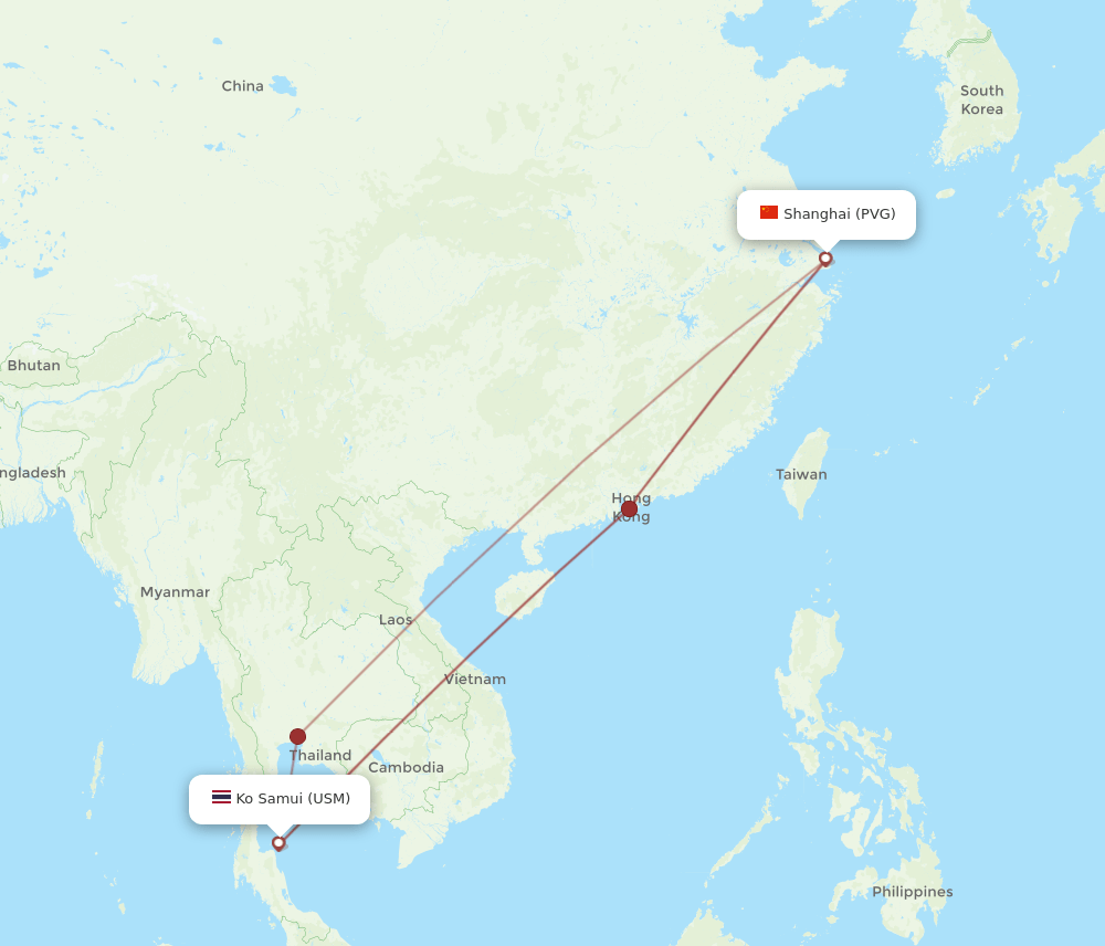 PVG-USM flight routes