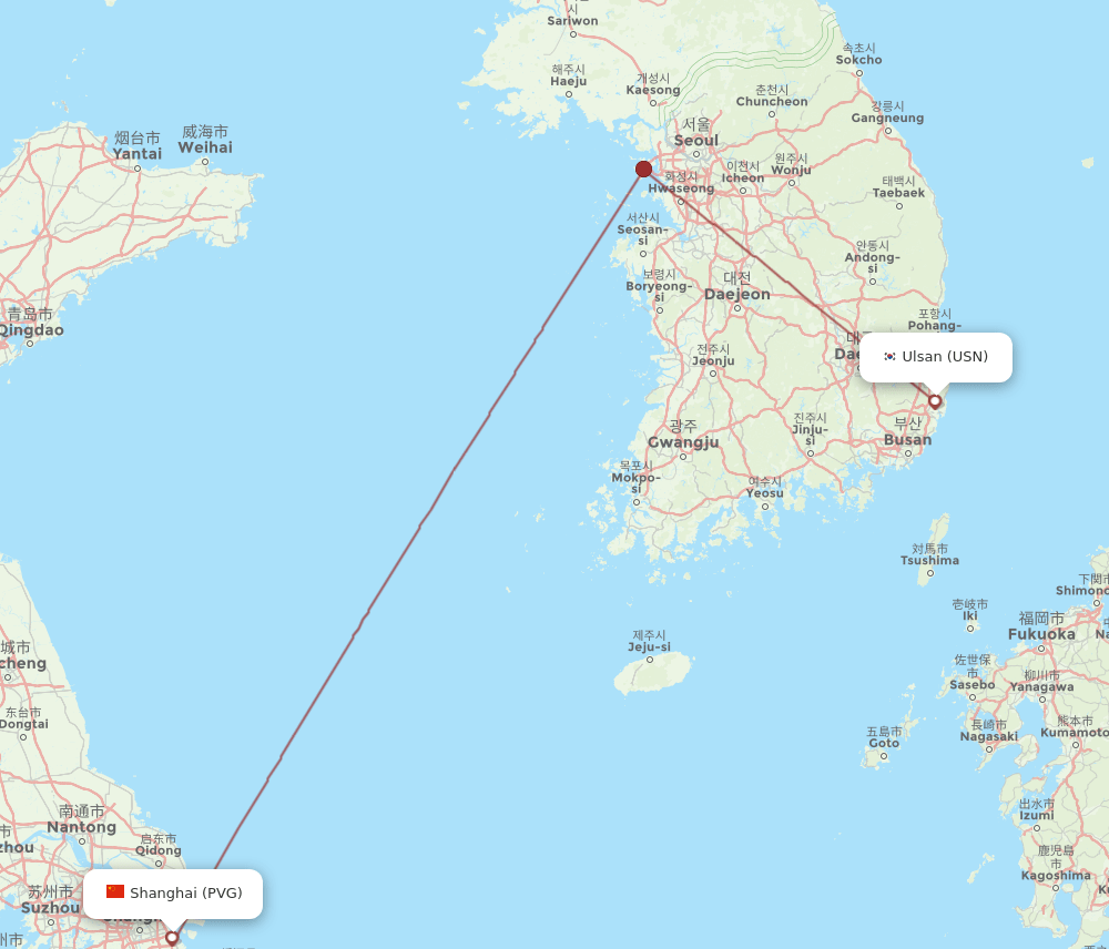 PVG-USN flight routes