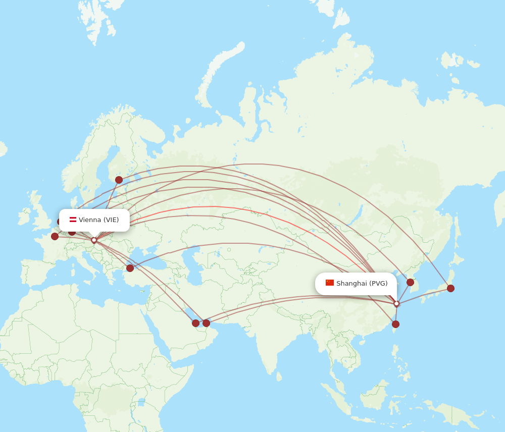 PVG-VIE flight routes