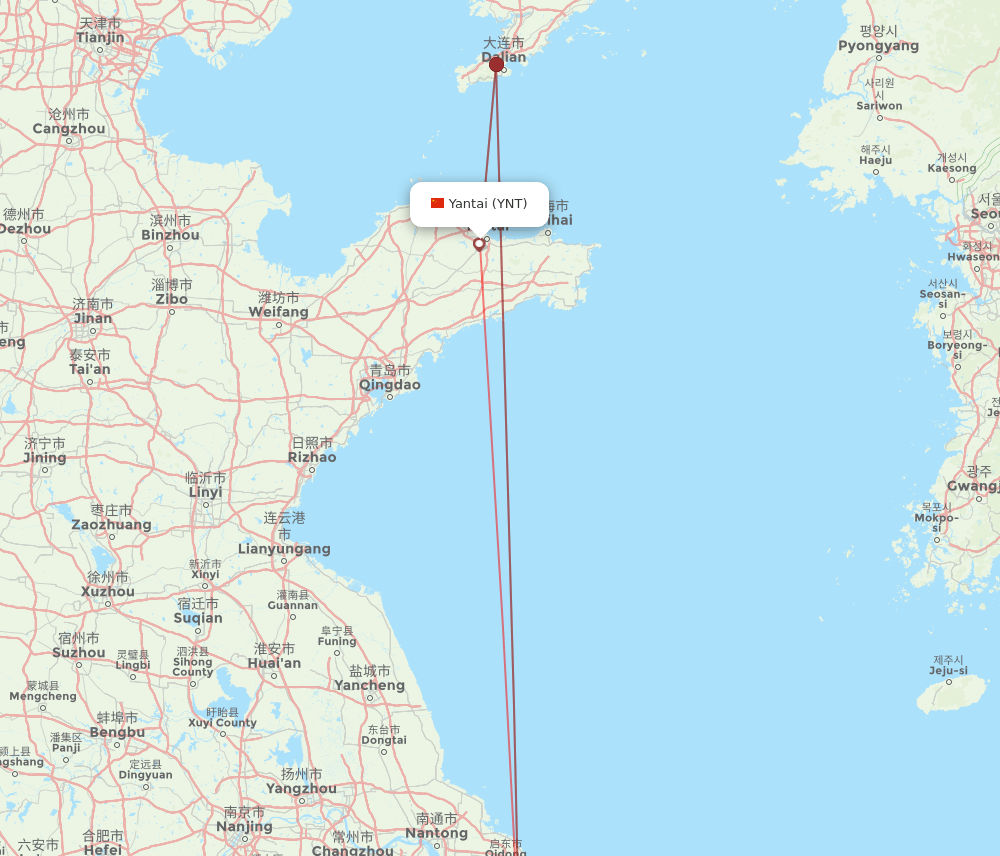 PVG-YNT flight routes