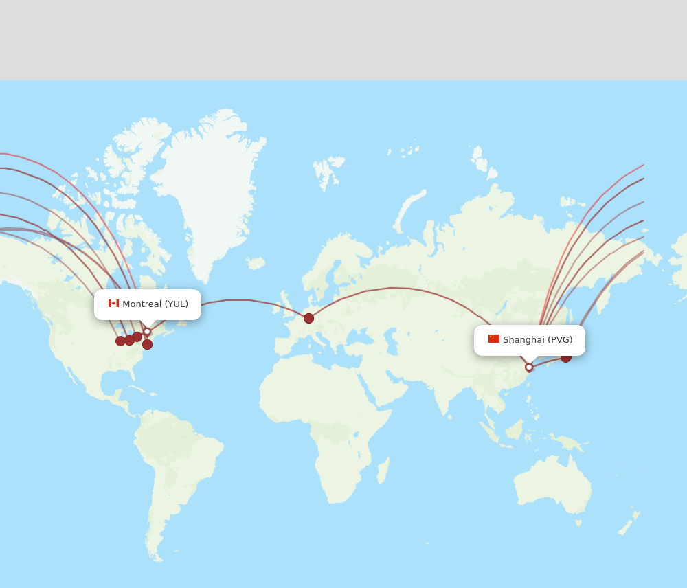 PVG-YUL flight routes