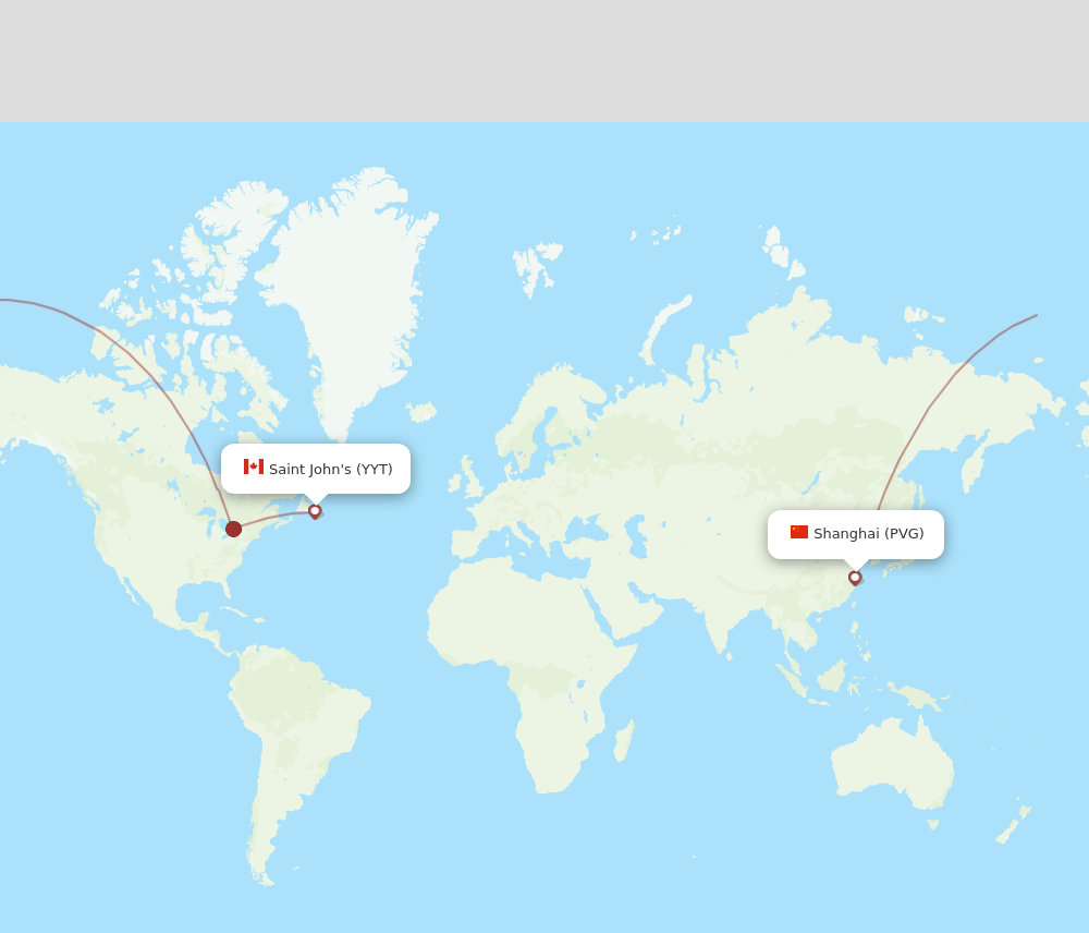 PVG-YYT flight routes