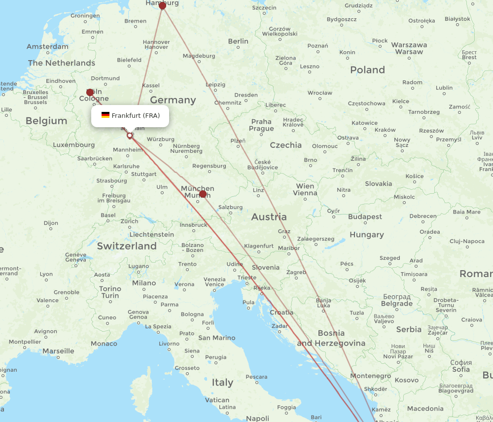 PVK-FRA flight routes