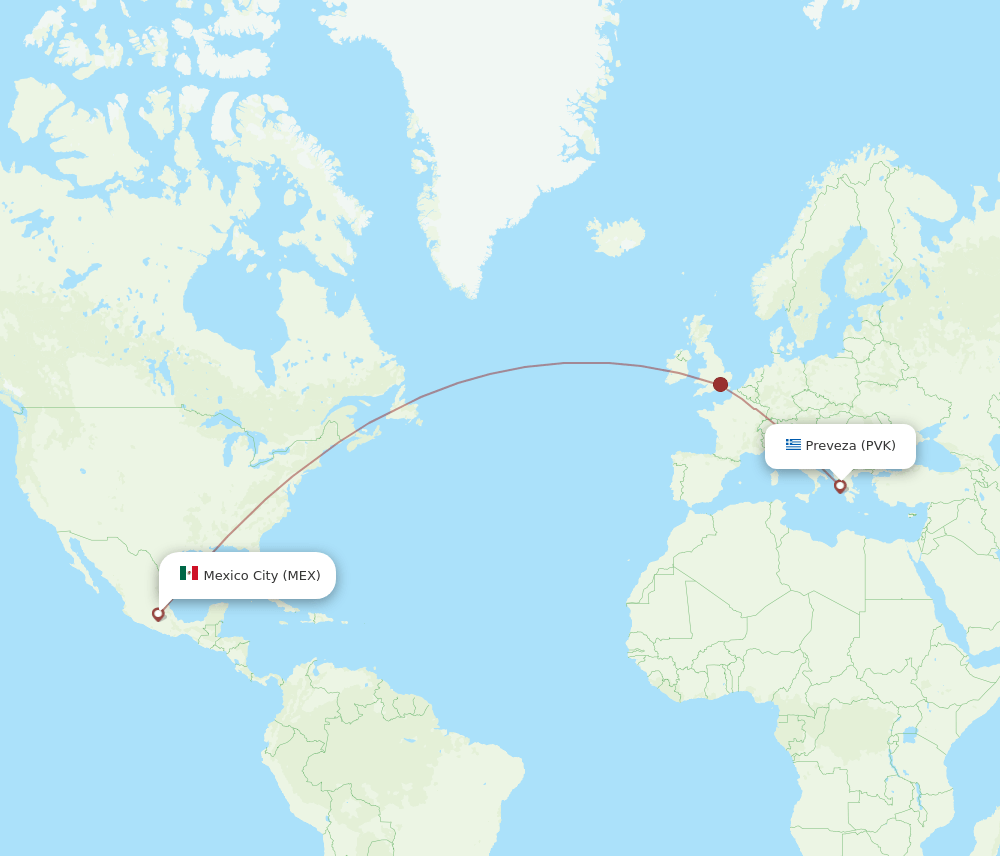 PVK-MEX flight routes