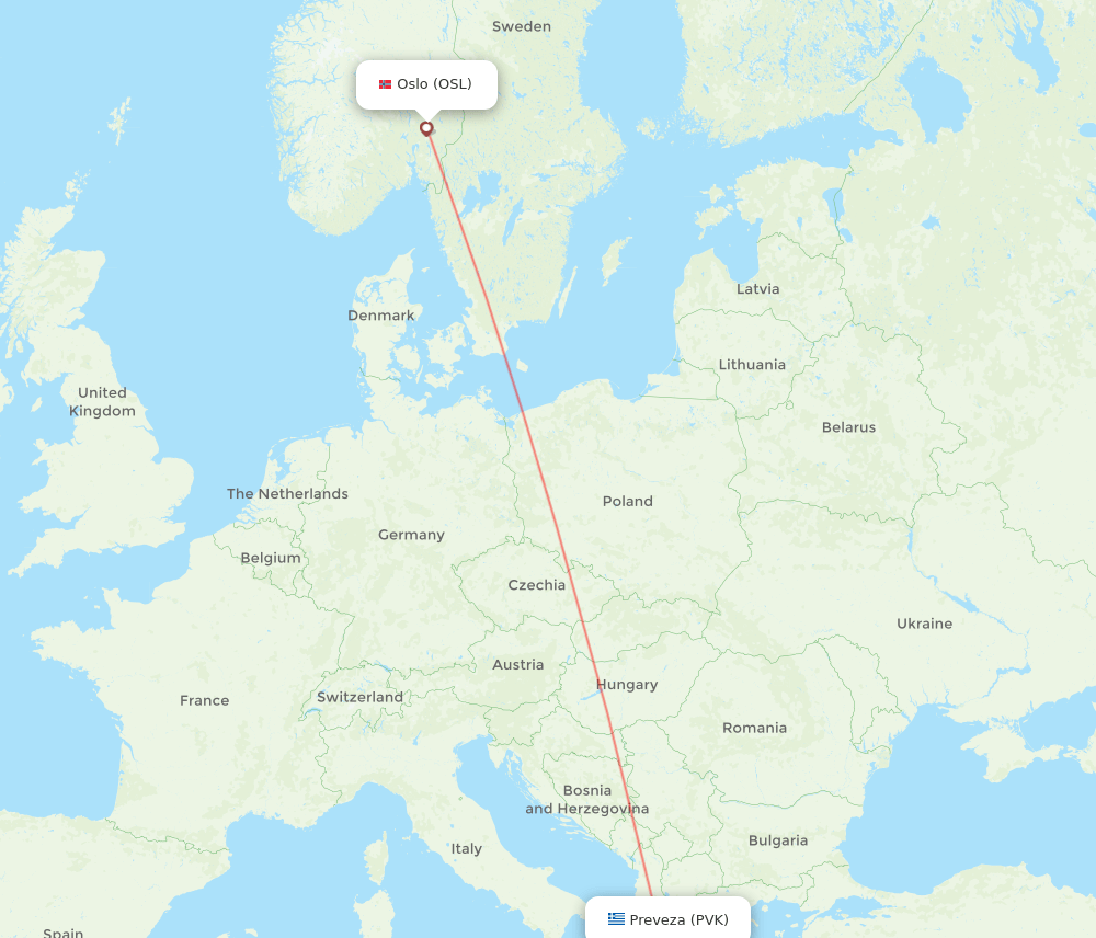 PVK-OSL flight routes