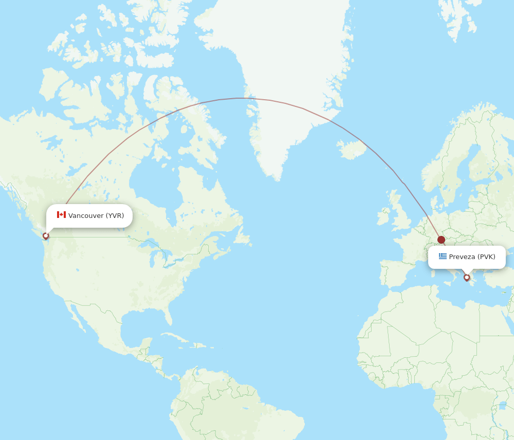 PVK-YVR flight routes