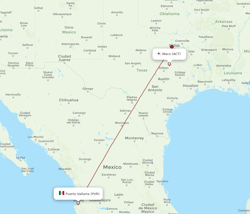 PVR-ACT flight routes