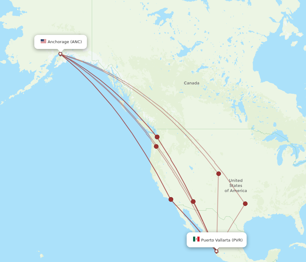 PVR-ANC flight routes