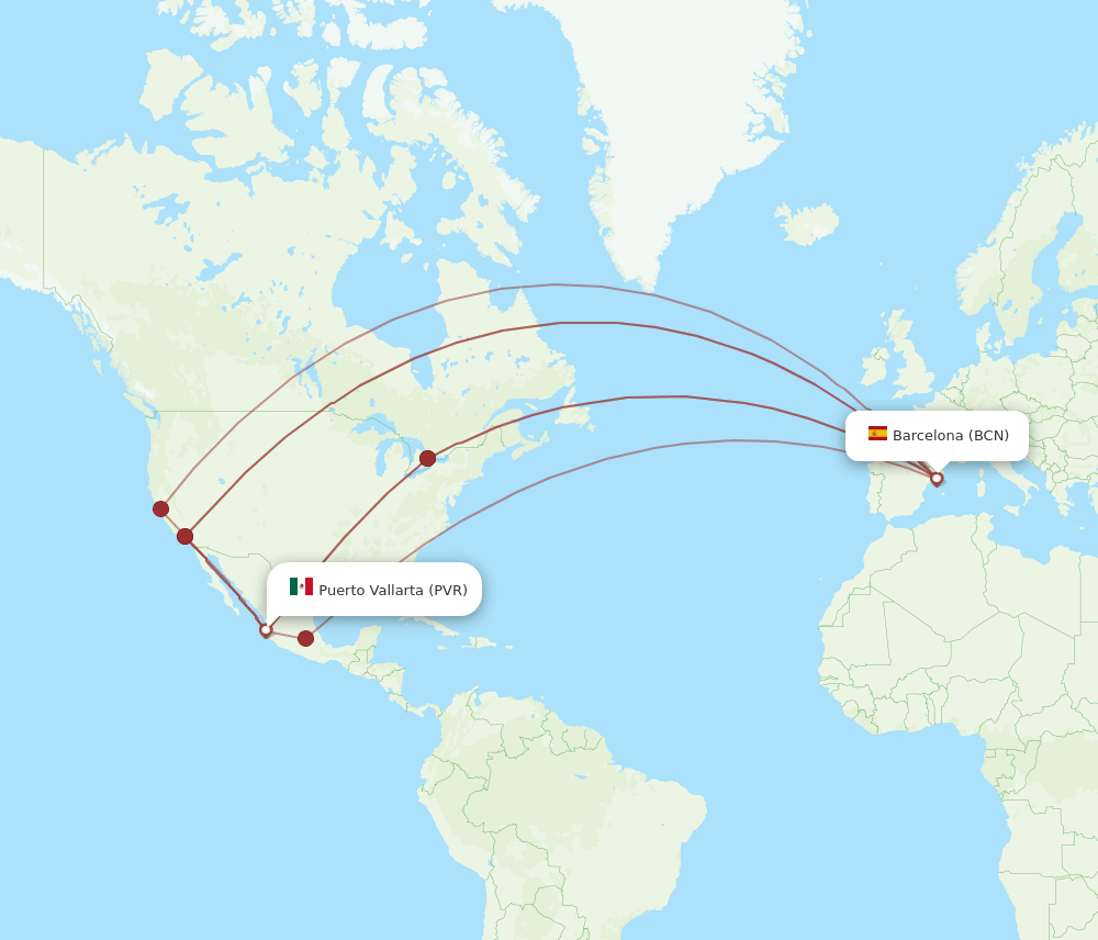 PVR-BCN flight routes