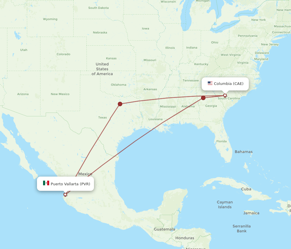 PVR-CAE flight routes