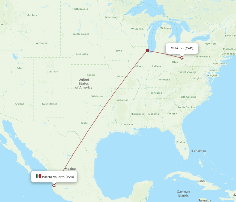 PVR-CAK flight routes