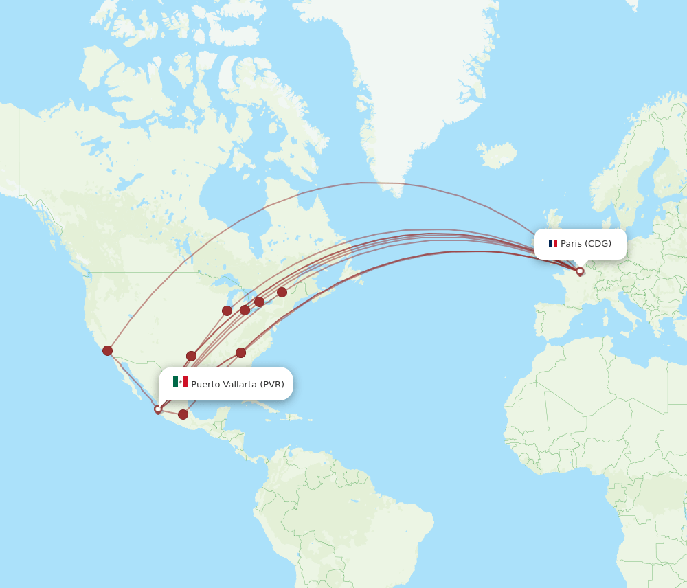 PVR-CDG flight routes