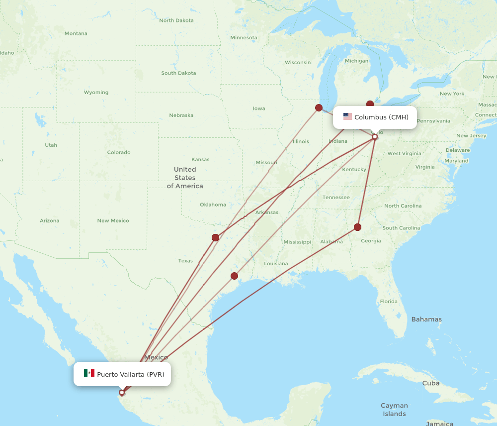 PVR-CMH flight routes