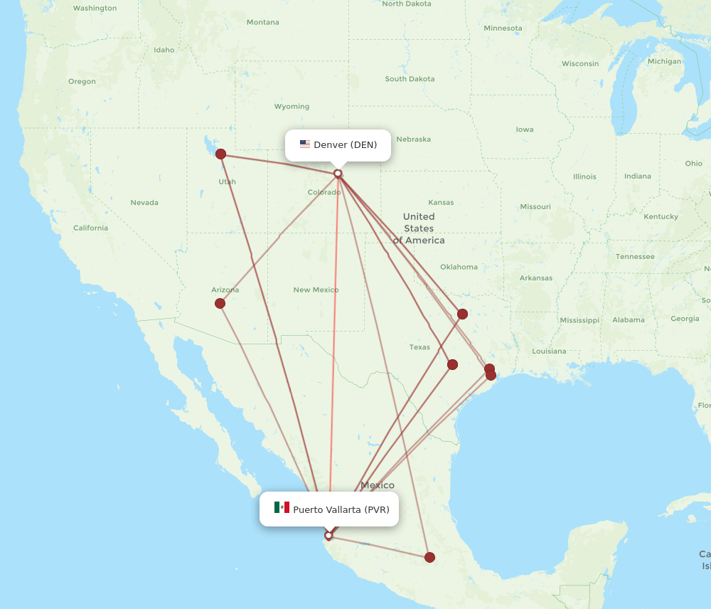 PVR-DEN flight routes