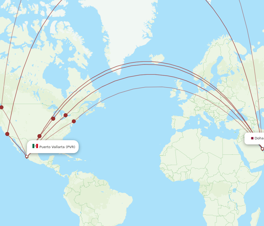 PVR-DOH flight routes