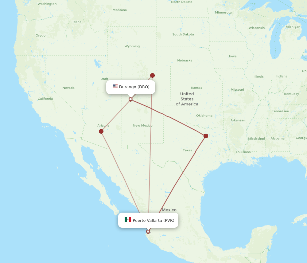 PVR-DRO flight routes
