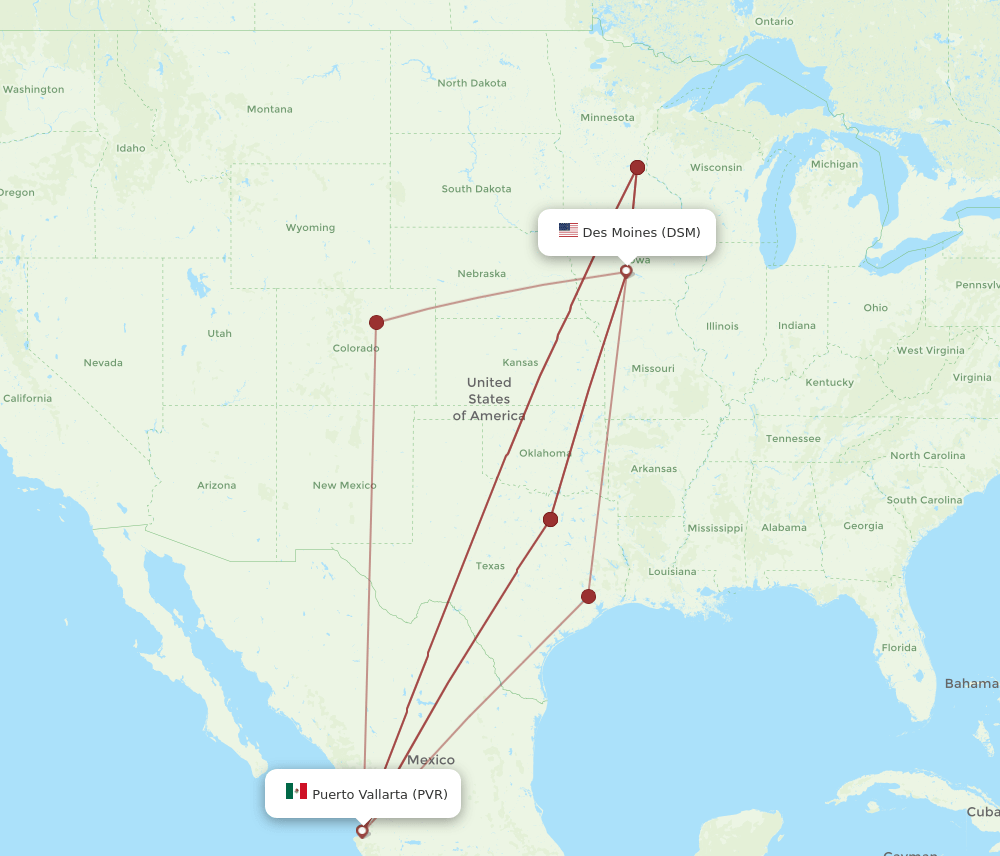 PVR-DSM flight routes