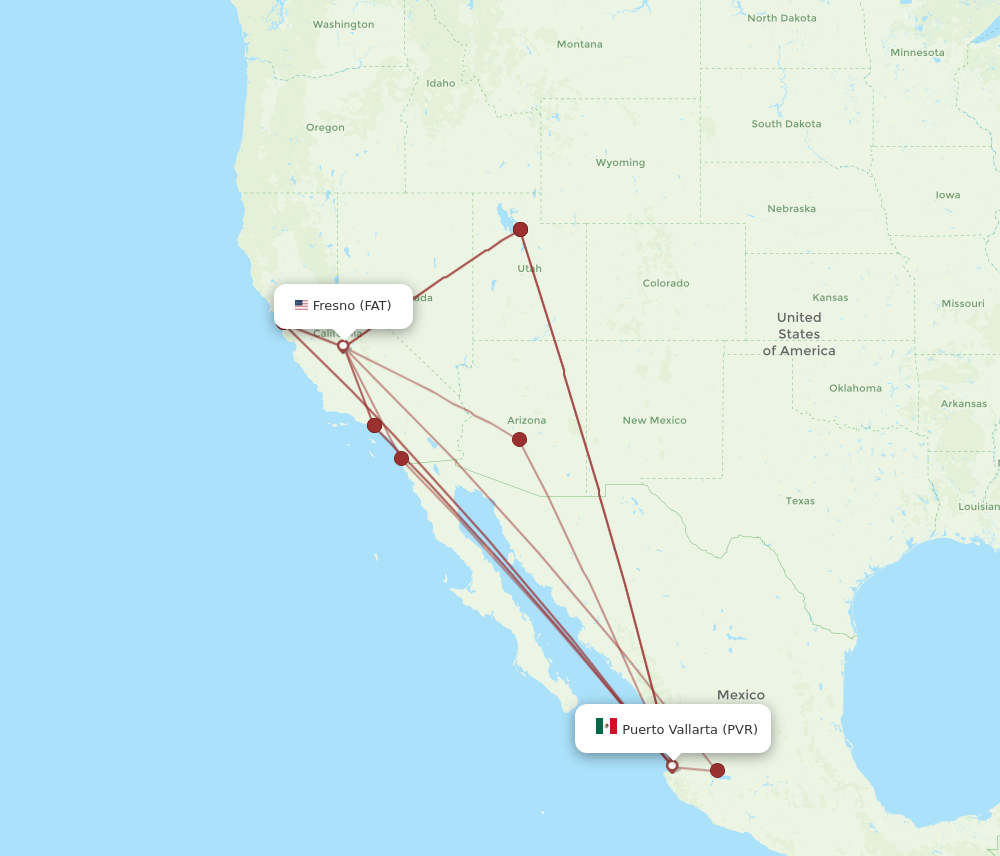 PVR to FAT flights and routes map