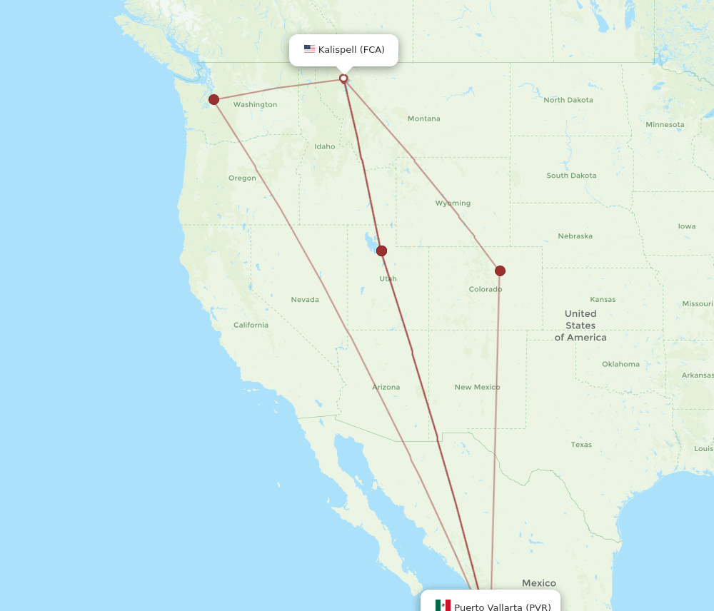 PVR-FCA flight routes