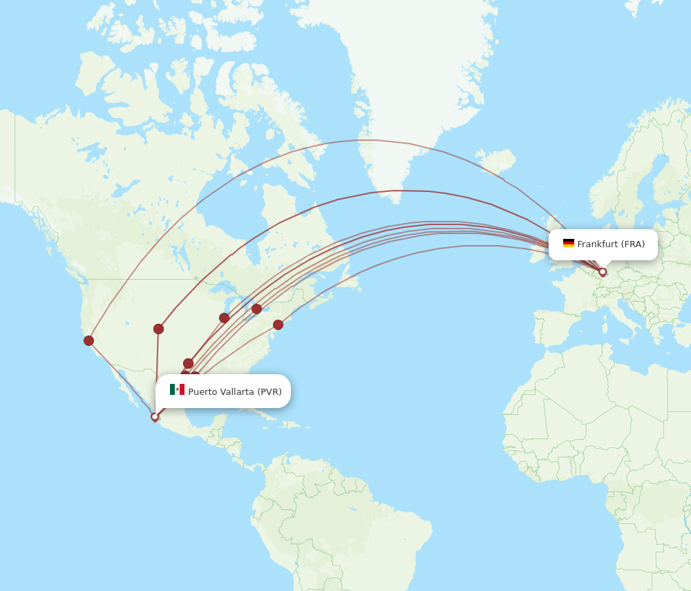 PVR-FRA flight routes