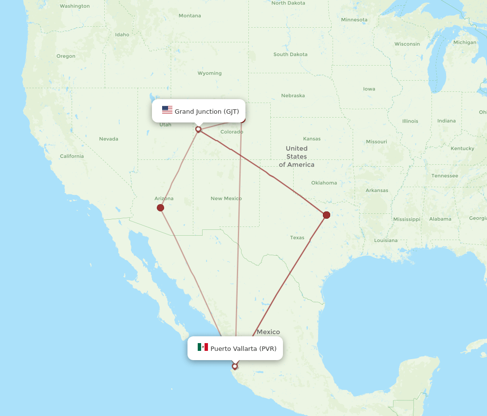 PVR-GJT flight routes