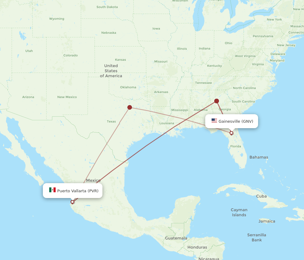 PVR-GNV flight routes