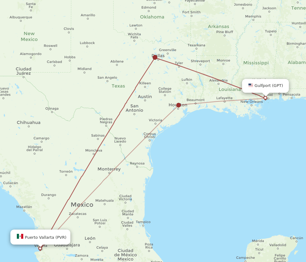 PVR-GPT flight routes