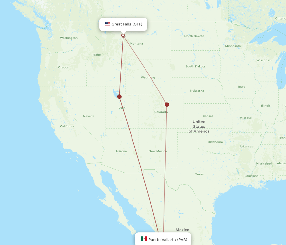 PVR to GTF flights and routes map